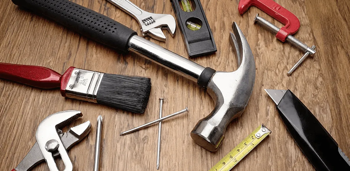 Handyman tools laid out for home repair and maintenance work in Wichita, KS